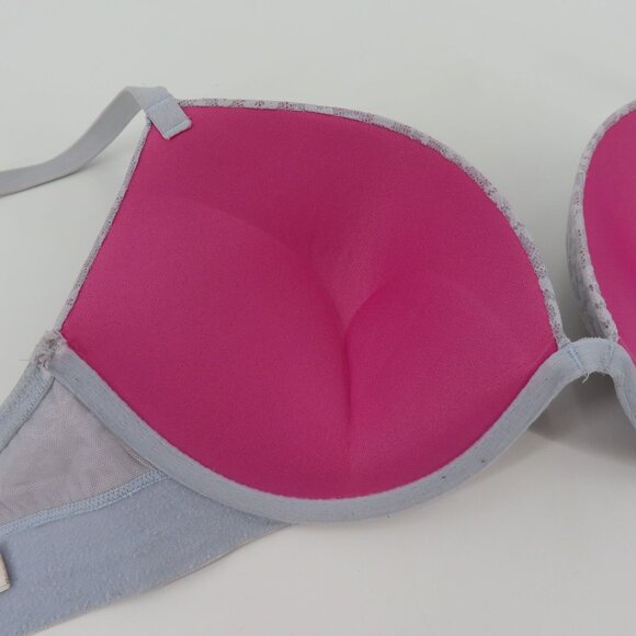 PINK Victorias Secret 34D Bra Wear Everywhere Super Push Up Gray Leopard Mesh - Picture 8 of 15